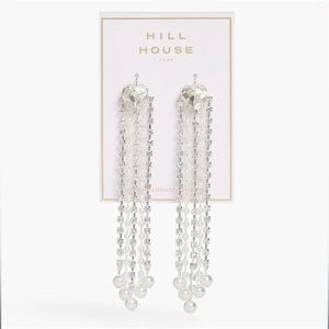 🆕 Hill House Heart & Pearl Chain Tassel Silver Dangle Earrings